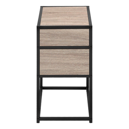 22" Black And Deep Taupe End Table With Two Shelves - FurniFindUSA