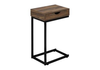 25" Brown and Black Faux Wood and Iron End Table With Drawer HomeRoots