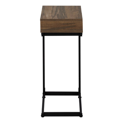 25" Brown and Black Faux Wood and Iron End Table With Drawer HomeRoots