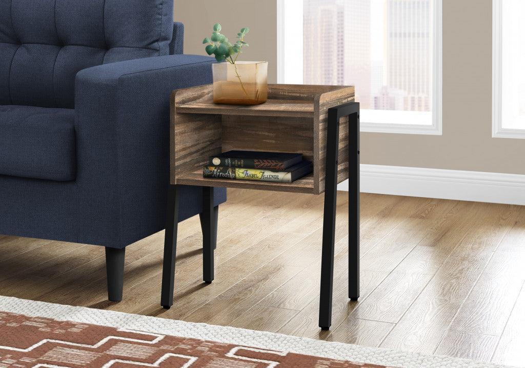 23" Black And Brown End Table With Shelf - FurniFindUSA