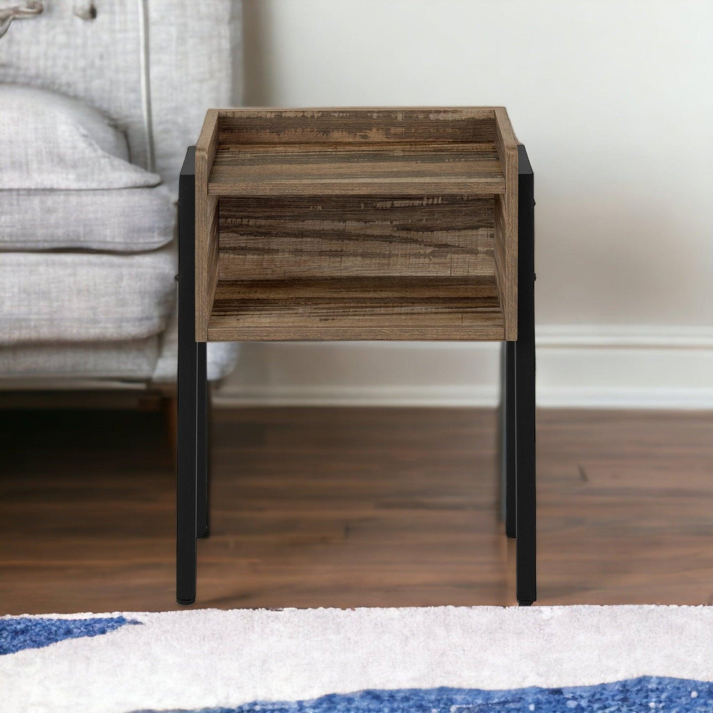 23" Black And Brown End Table With Shelf - FurniFindUSA