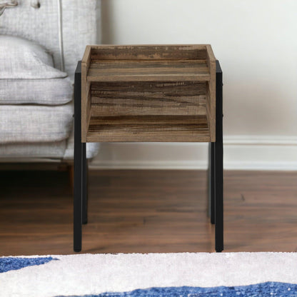 23" Black And Brown End Table With Shelf - FurniFindUSA
