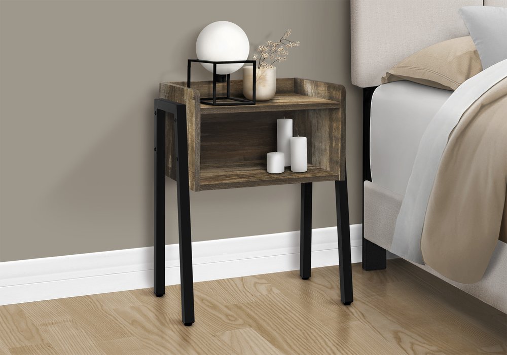 23" Black And Brown End Table With Shelf HomeRoots