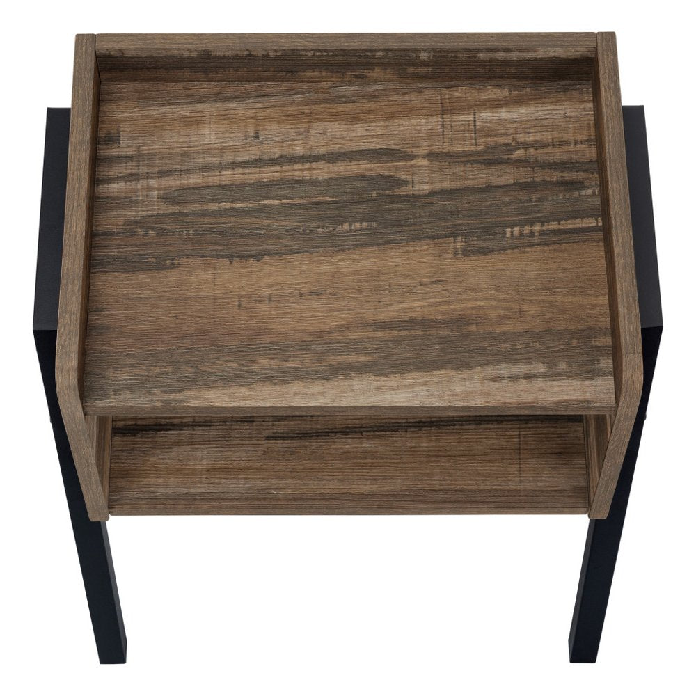 23" Black And Brown End Table With Shelf HomeRoots
