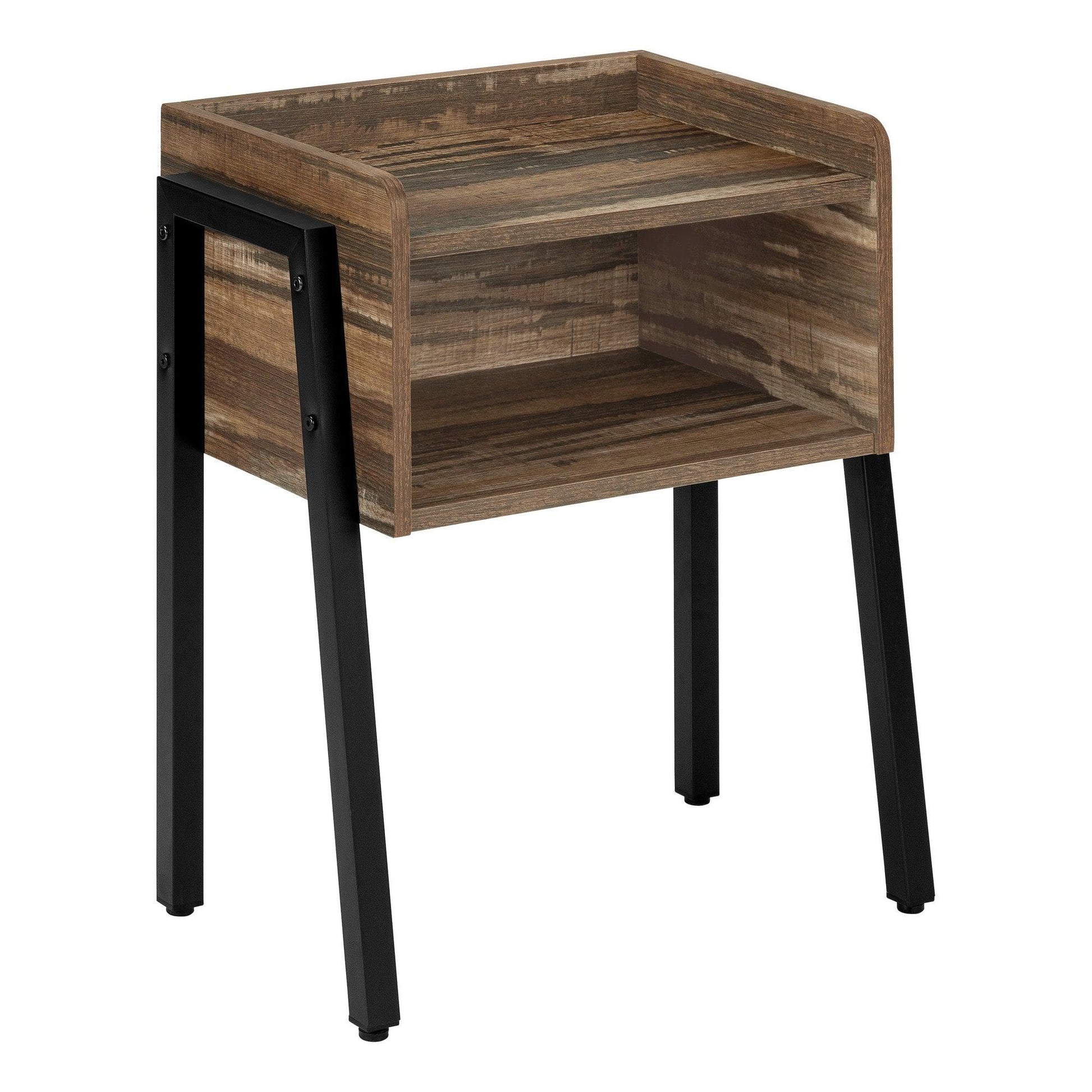 23" Black And Brown End Table With Shelf - FurniFindUSA