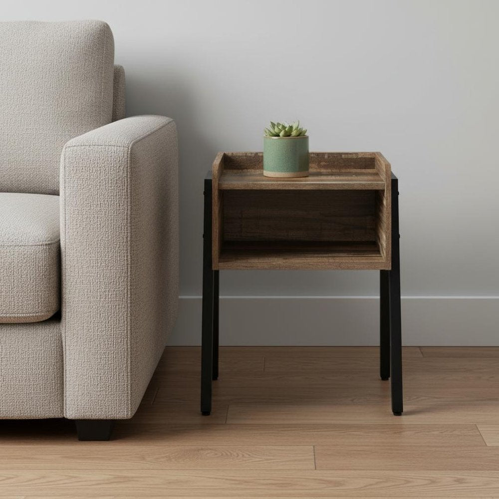 23" Black And Brown End Table With Shelf HomeRoots