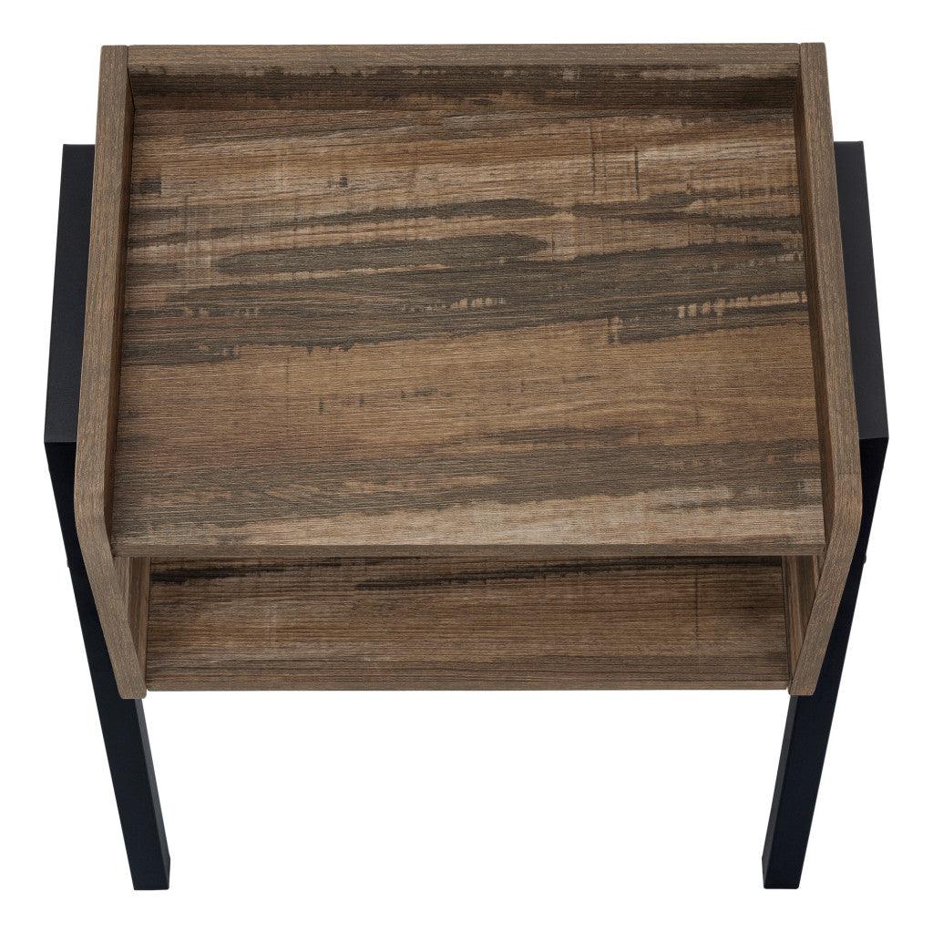 23" Black And Brown End Table With Shelf - FurniFindUSA