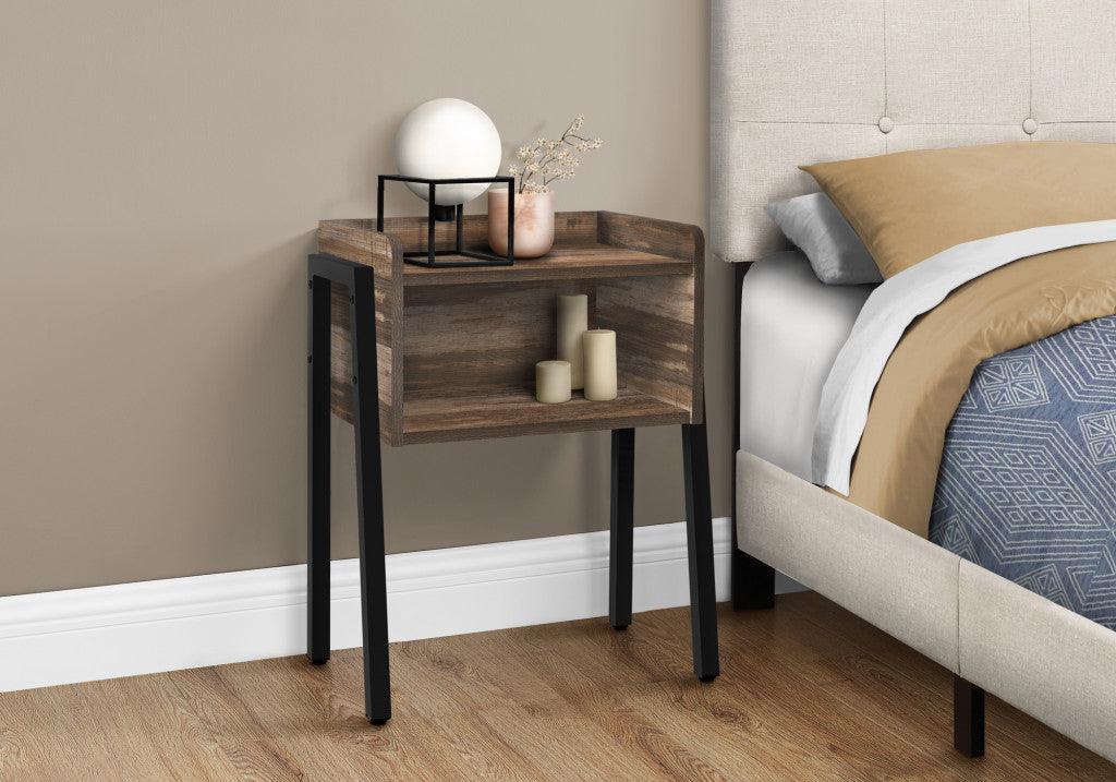 23" Black And Brown End Table With Shelf - FurniFindUSA