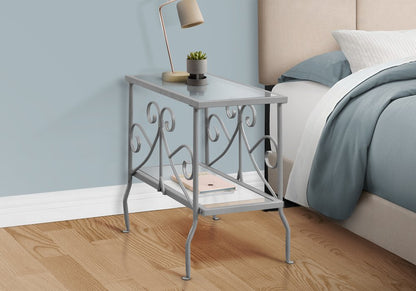 22" Silver And Clear Metal And Tempered Glass End Table With Shelf HomeRoots