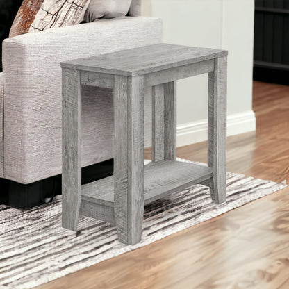 22" Gray Wood End Table With Shelf