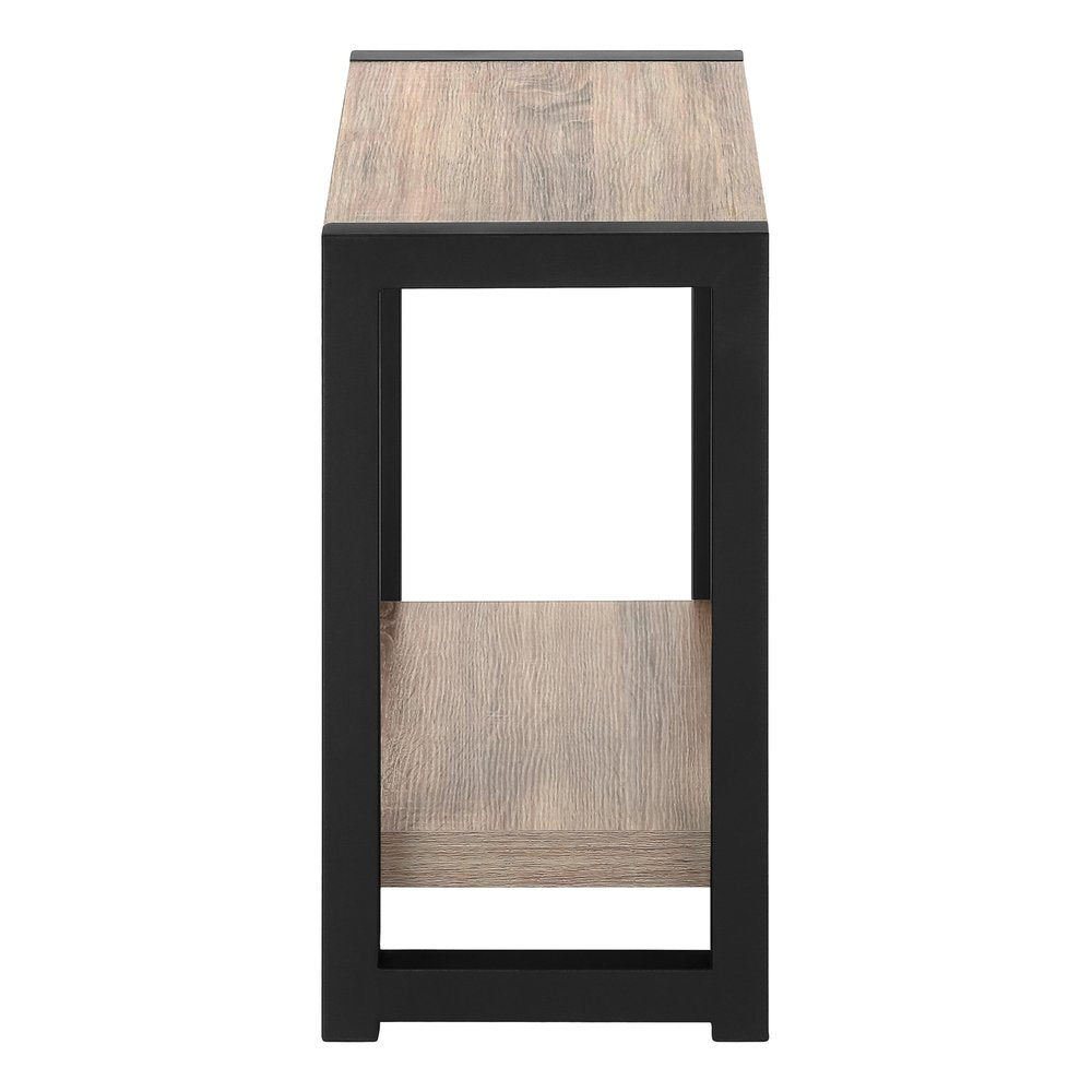 22" Black And Deep Taupe End Table With Shelf HomeRoots