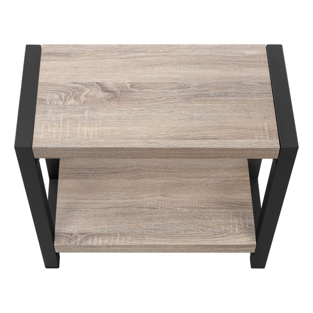 22" Black And Deep Taupe End Table With Shelf HomeRoots