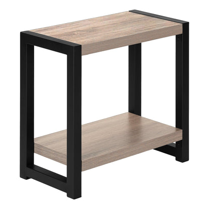 22" Black And Deep Taupe End Table With Shelf - FurniFindUSA