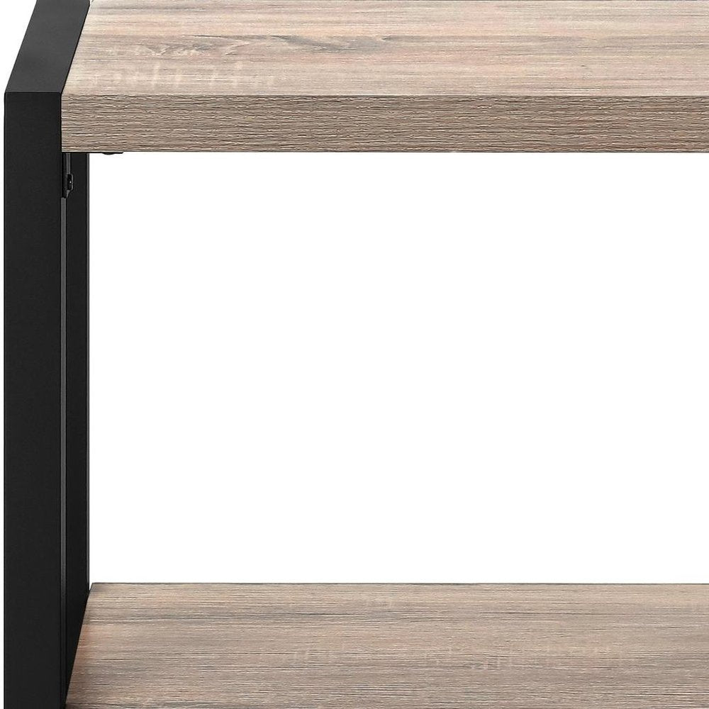 22" Black And Deep Taupe End Table With Shelf HomeRoots