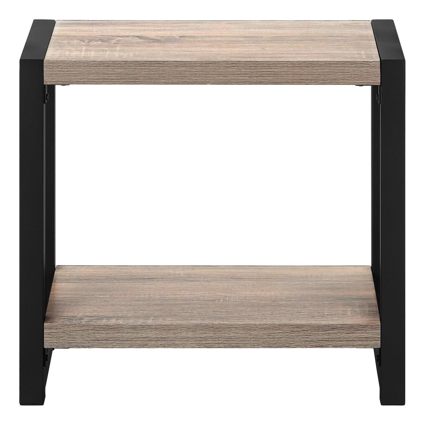 22" Black And Deep Taupe End Table With Shelf - FurniFindUSA