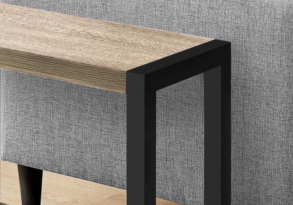 22" Black And Deep Taupe End Table With Shelf - FurniFindUSA