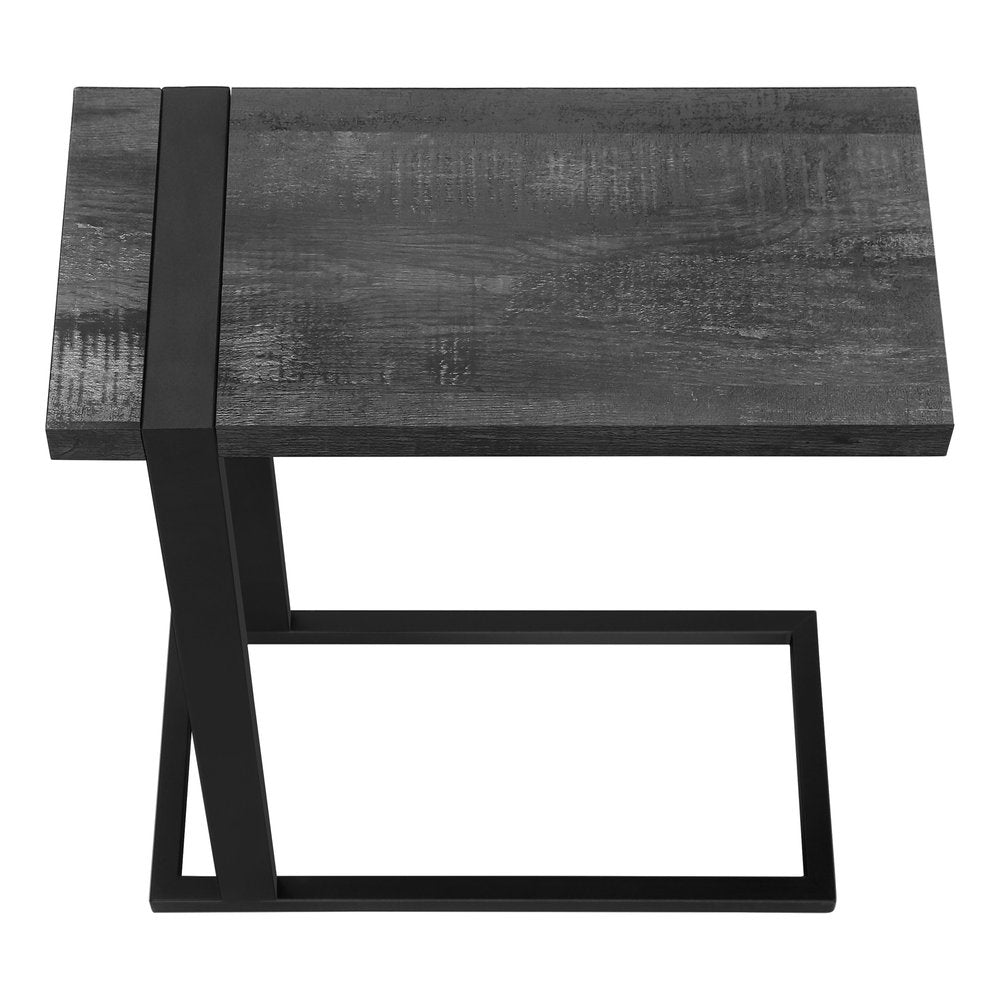 25" Black Distressed Wood and Iron End Table HomeRoots