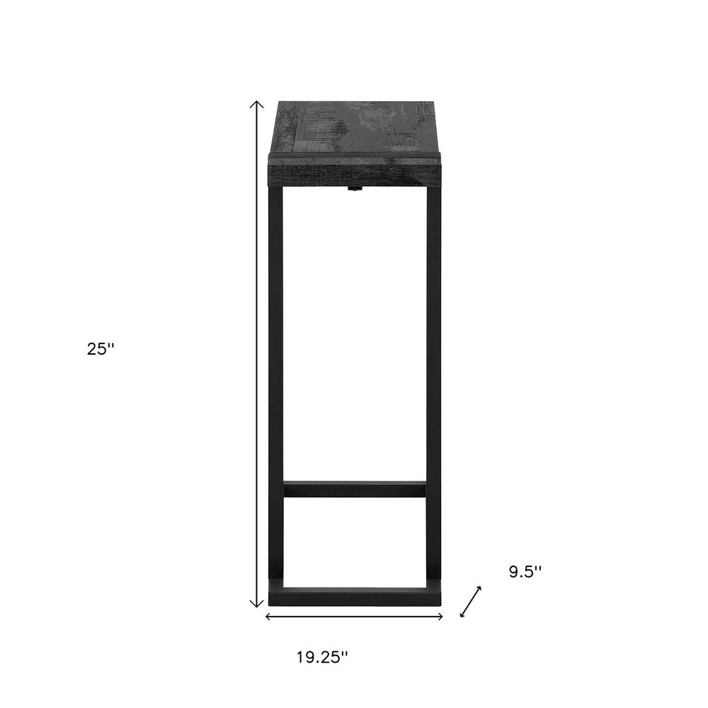 25" Black Distressed Wood and Iron End Table — view 12