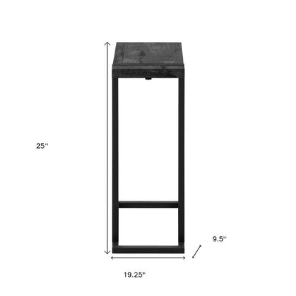 25" Black Distressed Wood and Iron End Table HomeRoots