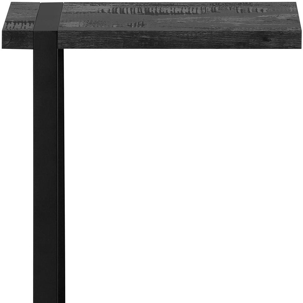 25" Black Distressed Wood and Iron End Table HomeRoots
