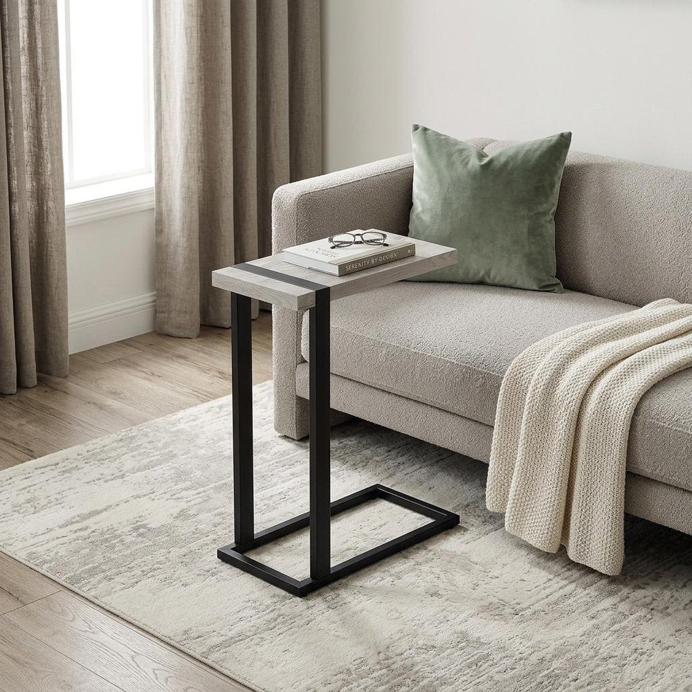 25" Black Distressed Wood and Iron End Table HomeRoots