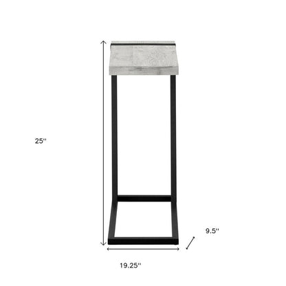 25" Black Distressed Wood and Iron End Table HomeRoots