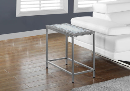22" Gray And White Tile End Table - FurniFindUSA