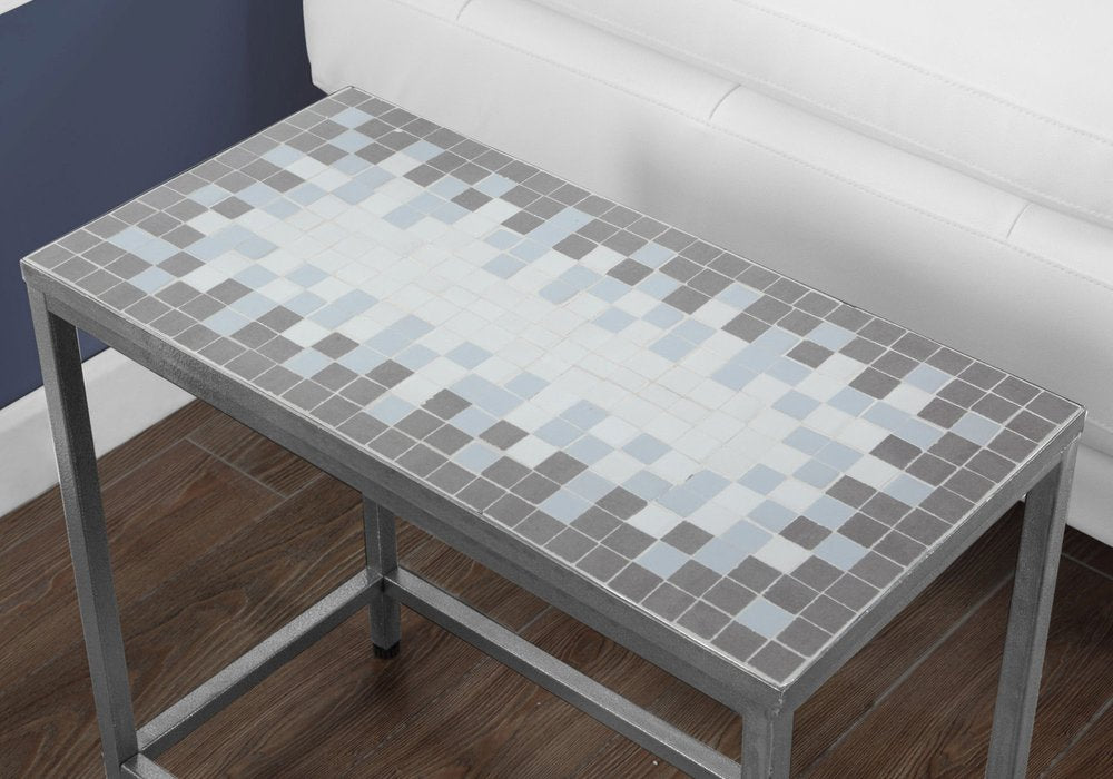 22" Gray And White Tile End Table — view 5