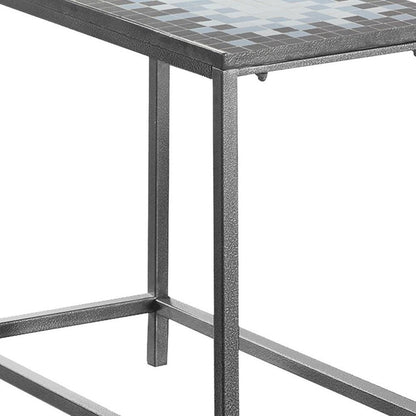 22" Gray And White Tile End Table HomeRoots