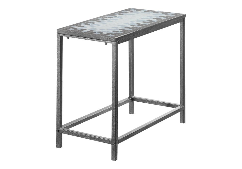 22" Gray And White Tile End Table — view 8