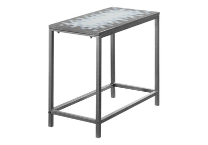 22" Gray And White Tile End Table HomeRoots