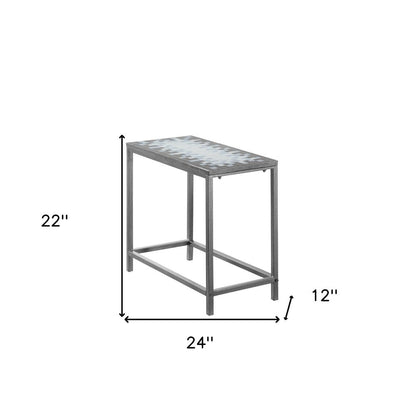 22" Gray And White Tile End Table HomeRoots