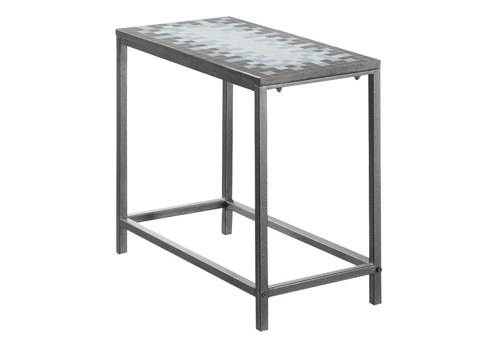 22" Gray And White Tile End Table — view 2