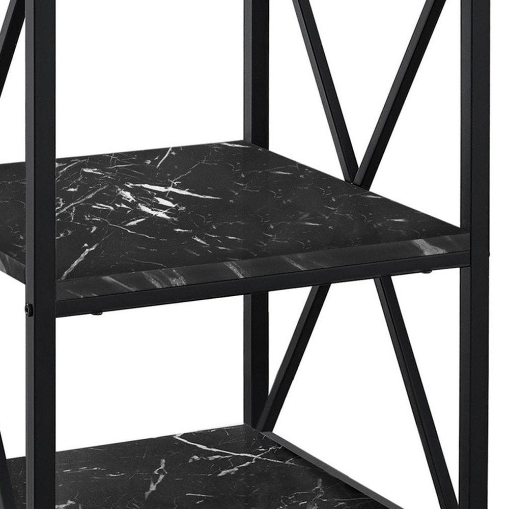 26" Black Square End Table With Two Shelves HomeRoots