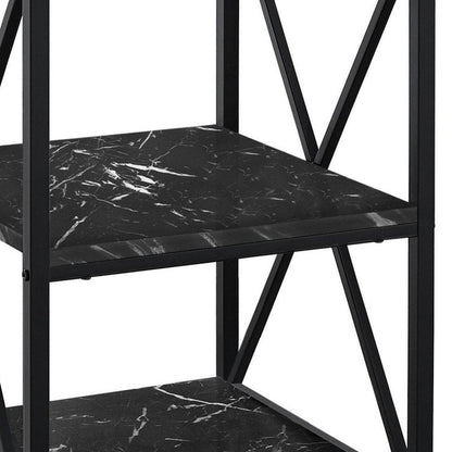 26" Black Square End Table With Two Shelves HomeRoots