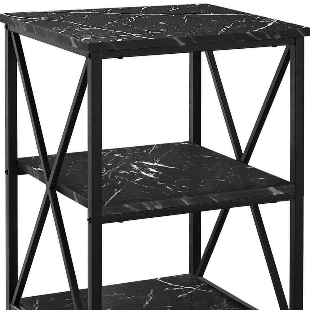 26" Black Square End Table With Two Shelves HomeRoots