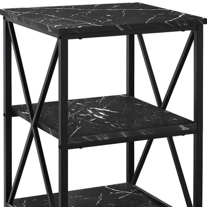 26" Black Square End Table With Two Shelves HomeRoots