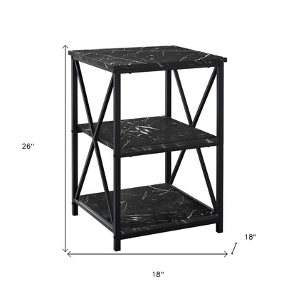 26" Black Square End Table With Two Shelves HomeRoots
