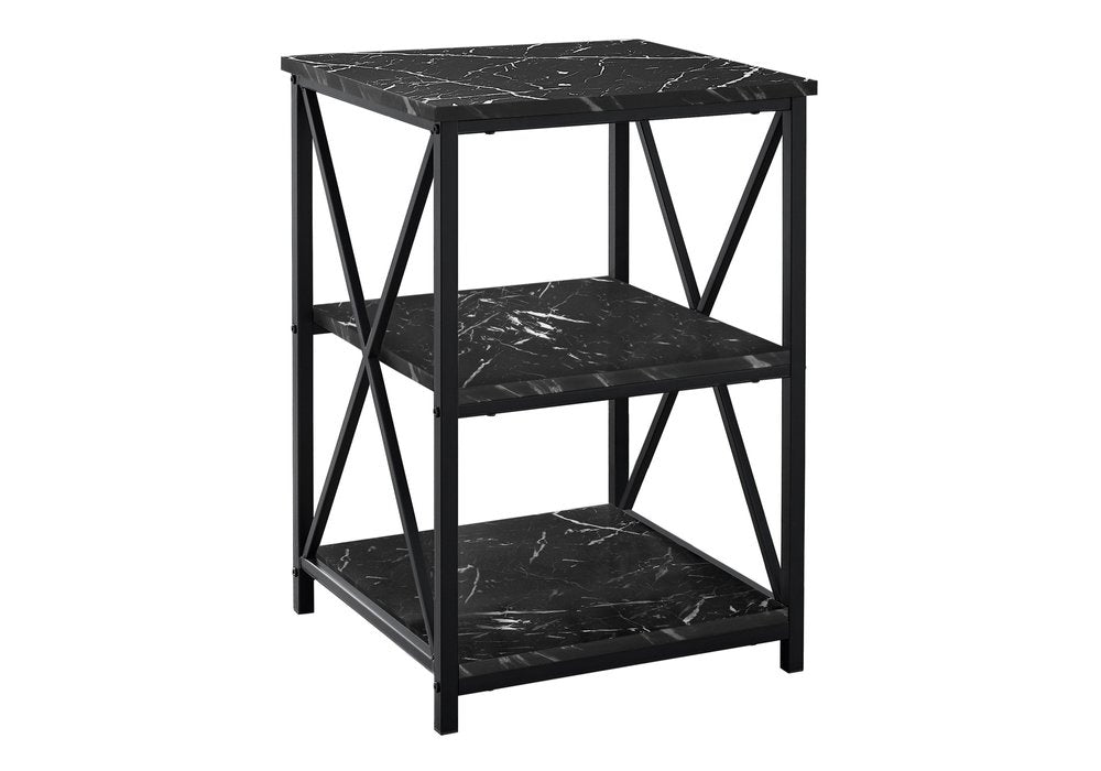 26" Black Square End Table With Two Shelves — view 2