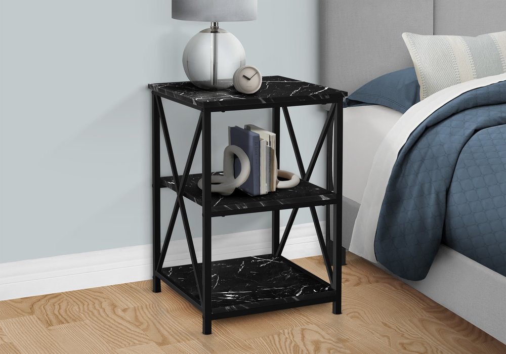 26" Black Square End Table With Two Shelves HomeRoots