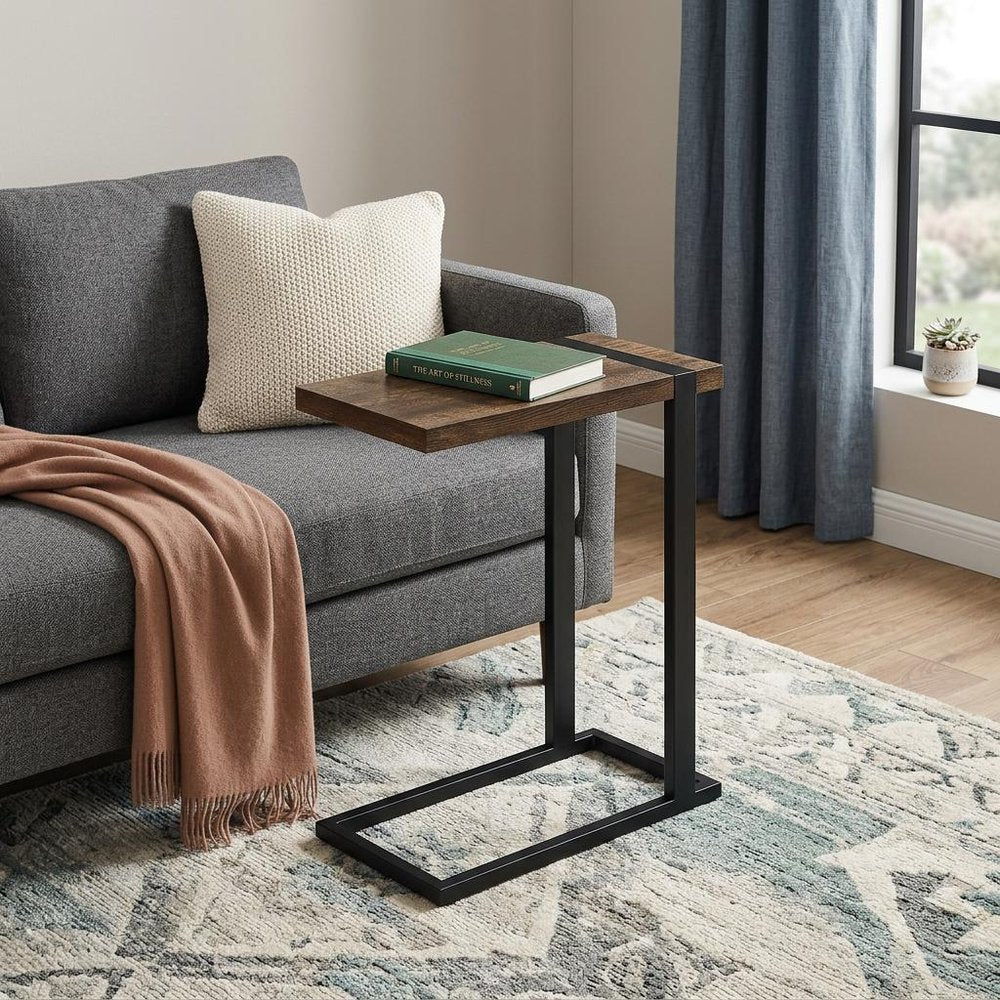 25" Black Distressed Wood and Iron End Table HomeRoots