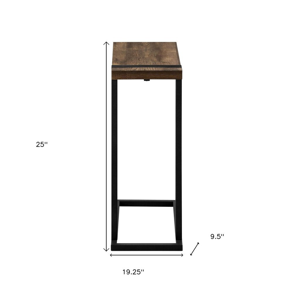 25" Black Distressed Wood and Iron End Table — view 32