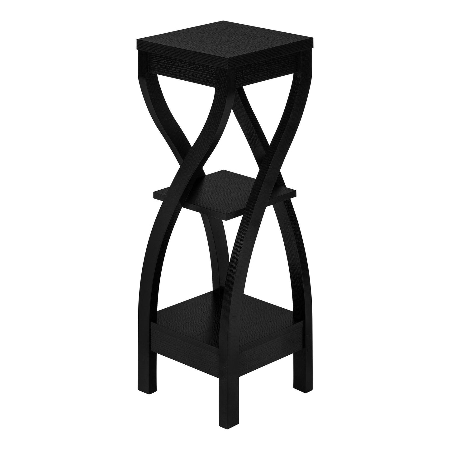 32" Black Square End Table With Two Shelves - FurniFindUSA