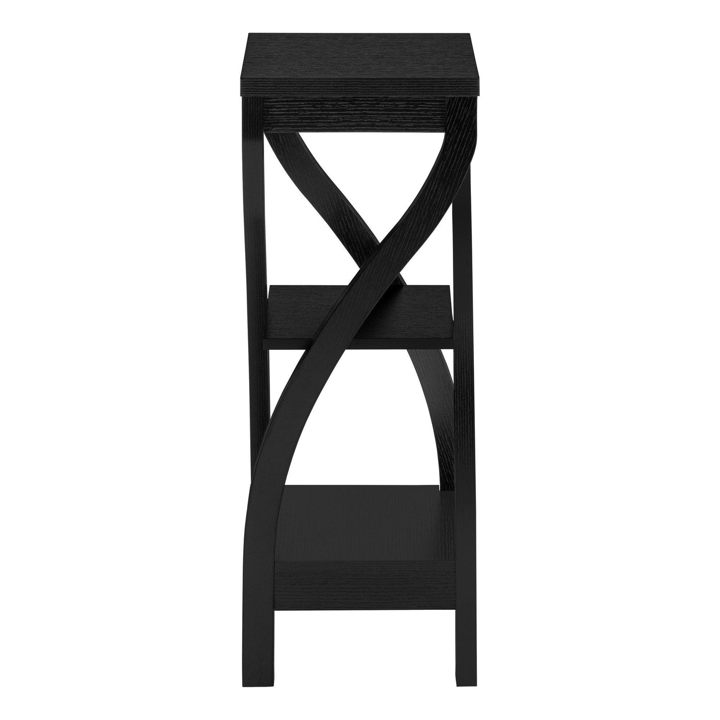 32" Black Square End Table With Two Shelves - FurniFindUSA