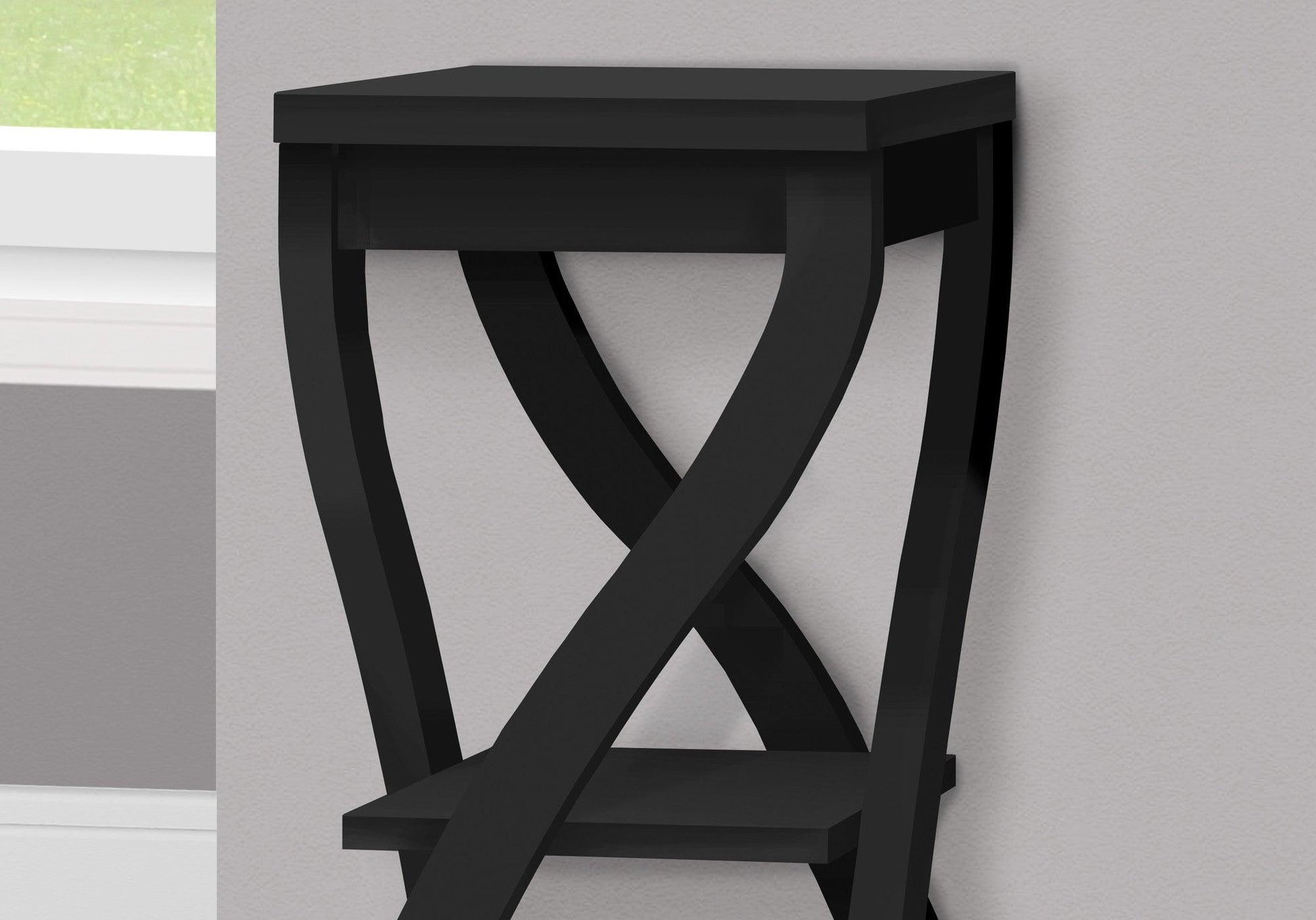 32" Black Square End Table With Two Shelves - FurniFindUSA