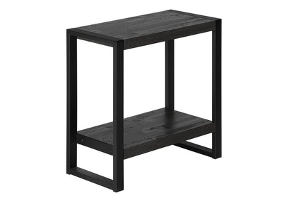 24" Black Distressed Wood And Iron Frame End Table With Shelf