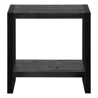 24" Black Distressed Wood And Iron Frame End Table With Shelf