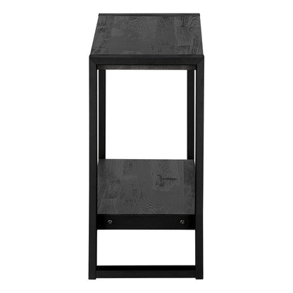 24" Black Distressed Wood And Iron Frame End Table With Shelf