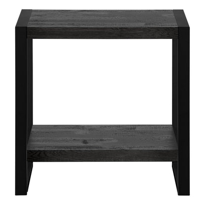 24" Black Distressed Wood And Iron Frame End Table With Shelf