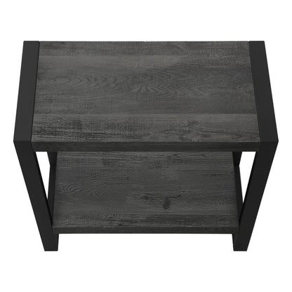 24" Black Distressed Wood And Iron Frame End Table With Shelf